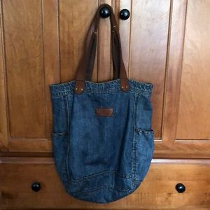 Lucky Brand Denim Tote Bag-Leather Handles